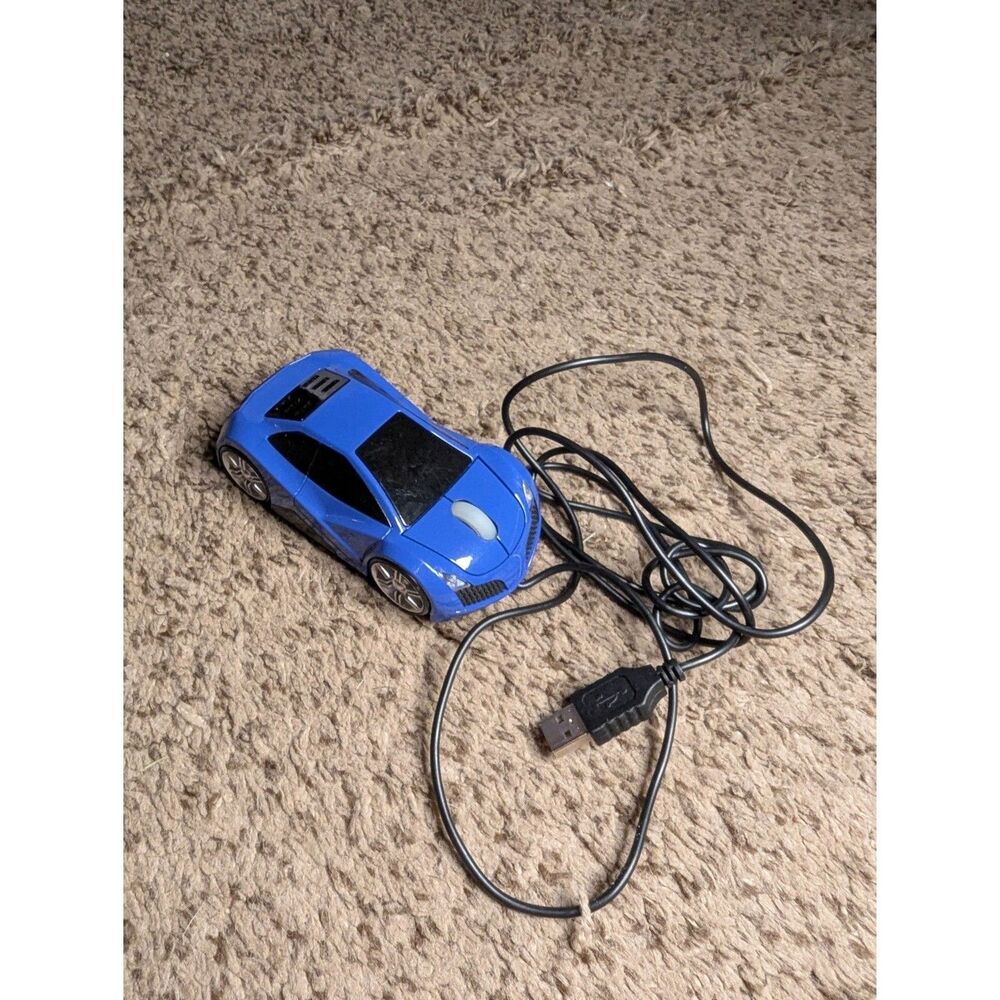Blue Sports Car Wired USB Computer Mouse Novelty Desktop